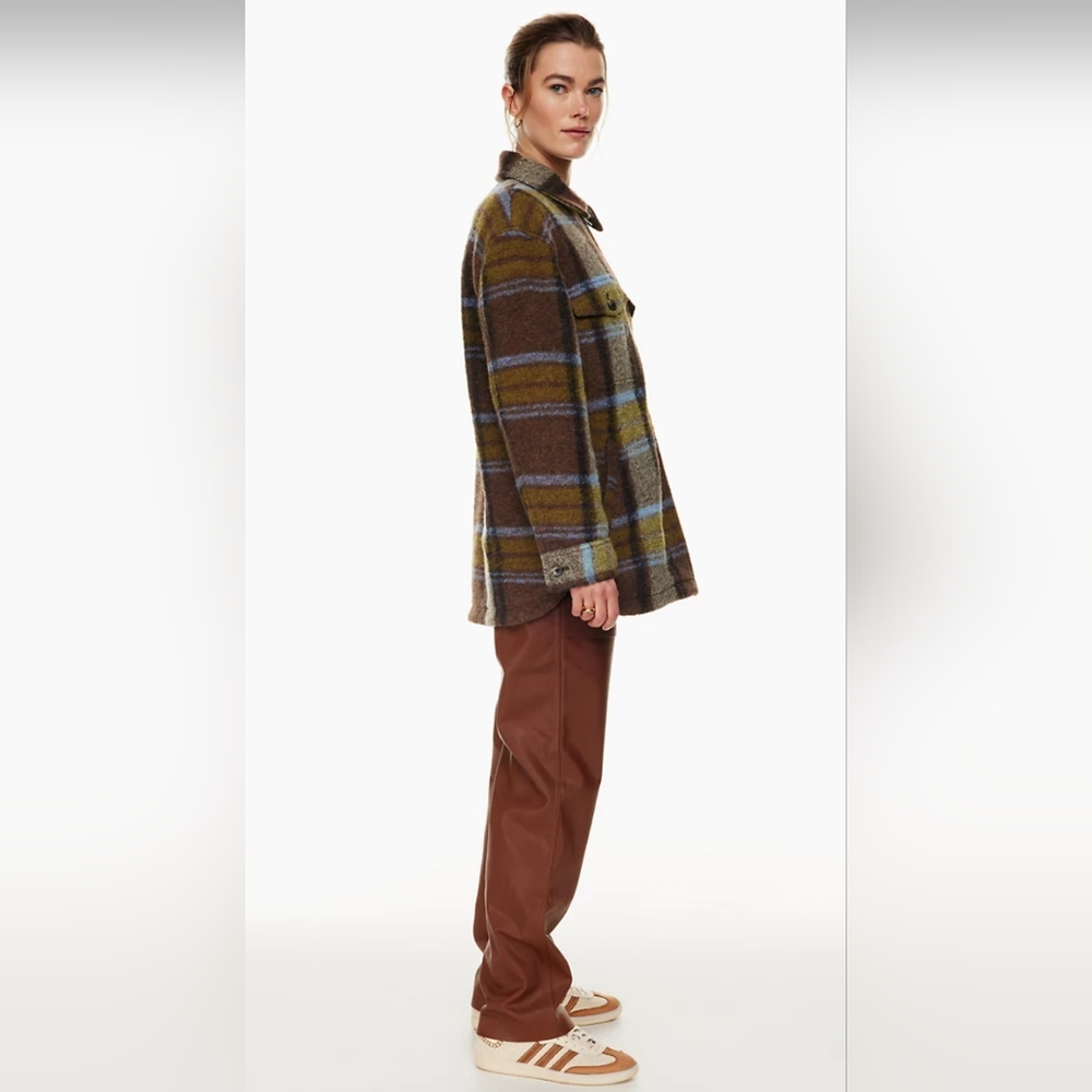EUC Aritzia:Wilfred Free Utility Shirt Jacket--"Ganna" in green/brown/blue plaid - Picture 2 of 7